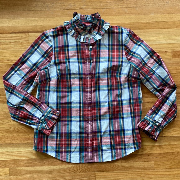 J. Crew Ruffleneck Classic Fit Shirt Snowy Stewart Tartan Plaid Button Down - M - Picture 2 of 10